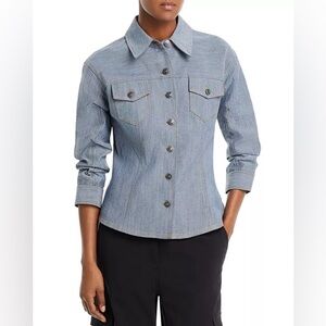 Cinq à Sept Canyon Scrunched-Sleeve Denim Jacket size 2